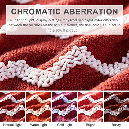 BOURINA Knitted Throw Blanket Boho Chenille Outdoor Blanket,Rust 50x60Inch - color: A-rust, size: 50"×60"
