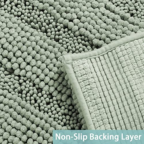 Turquoize Small Bathroom Rug 17x24, Soft Absorbent Chenille Bath Rug, Sage - color: Sage, size: 17" x 24"