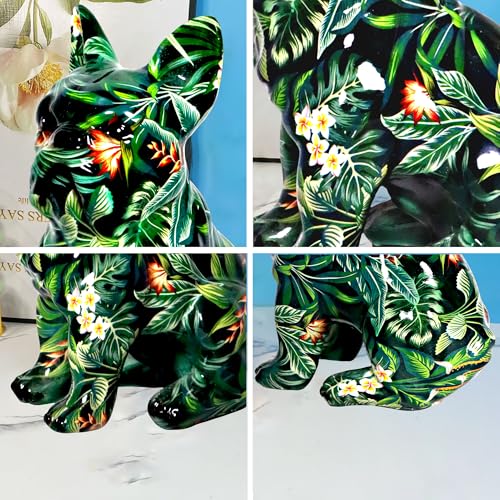 French Bulldog Statue Sculpture Sitting Graffiti Dog Home Decor Figurine - color: A3