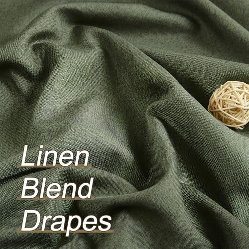 Olive Dark Green Pinch Pleated Curtains 84 Inches Long Burg,Back Tab with Hooks, Cooling Heat Reflective Linen Drapes for Bedroom Track System(2 Panels W40 xL84) - color: Olive Green, size: 40"W x 84"L (Pack of 2)