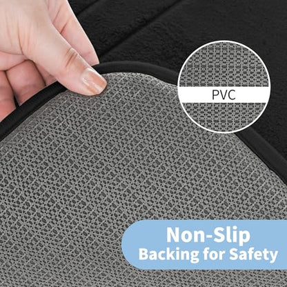 Cupic Cupid Memory Foam Bath Mat 20"×32", Non Slip Bathroom Rugs, Black - color: Black, size: 1'8" x 2'8" (20" x 32")
