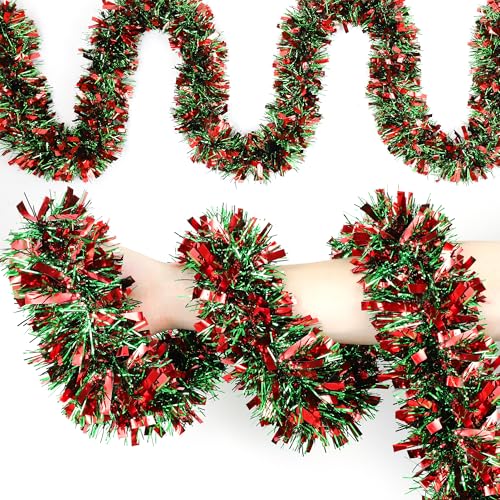 50Ft Red Green Christmas Tinsel Garland Xmas Tree Decorations - color: Red Green