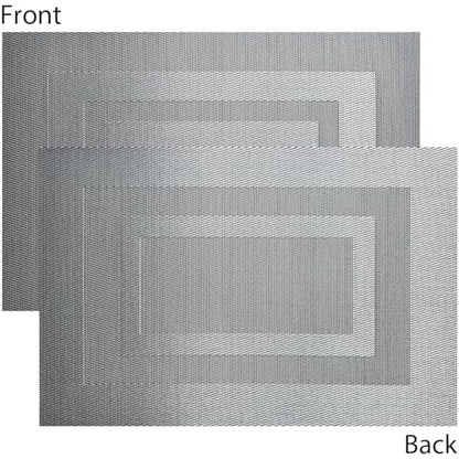 PIGCHCY Placemats - Heat Resistant, Washable Woven Table Mats - Durable Vinyl - Set of 4 (Silver Black) - color: Box: Silver Black, size: 4 Placemats