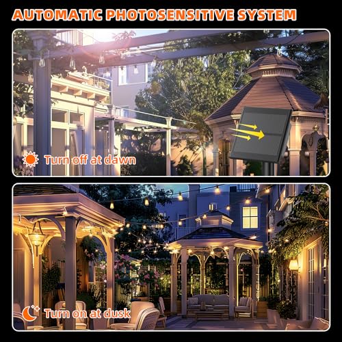 Kawaya ST38 Solar Outdoor String Lights 50FT for Patio Garden Porch Bistro - size: 50FT New