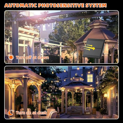 Kawaya ST38 Solar Outdoor String Lights 50FT for Patio Garden Porch Bistro - size: 50FT New