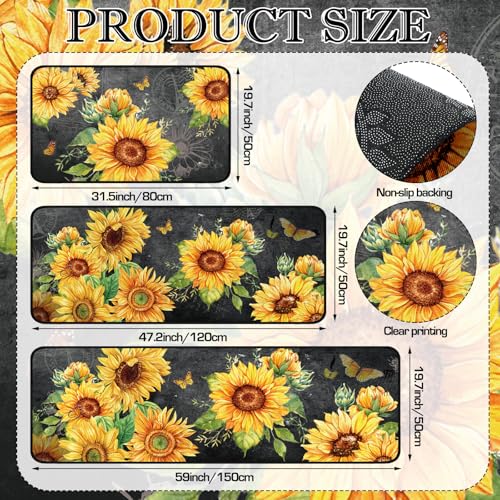 Fourluoo 3 Pcs Sunflower Kitchen Rugs and Mats Decor Set Black Sunflower - color: Sunflower