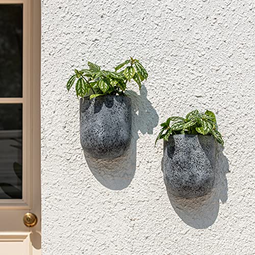 LA JOLIE MUSE Wall Planters for Indoor Plants, Hanging Flower Pots, 2 Pack - color: Rock Gray