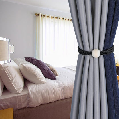 BEL AVENIR Magnetic Curtain Tiebacks, Boho Farmhouse Curtain Tie Backs - color: Black