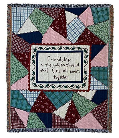Patchwork Friendship Woven Tapestry Throw Blanket 50"x60" - color: Patchwork