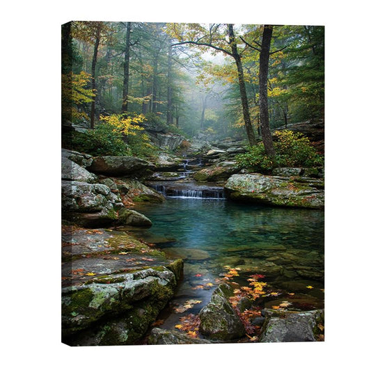 Serene Landscape Canvas Wall Art - Nature Scenery Wall Decor, Mountain Lake Forest Print for Living Room Bedroom Office, Waterproof Framed Canvas, Made in USA, Ready to Hang - color: one, size: 12"L x 18"W
