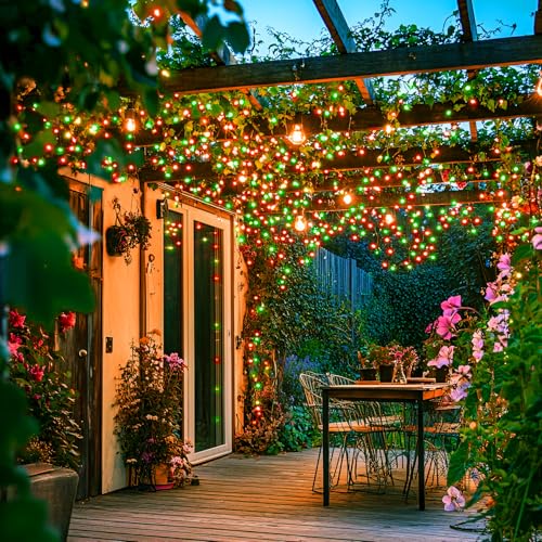 JMEXSUSS 100 LED Connectable Red and Green Christmas Lights with 8 Modes - color: Red Green, size: 100 LED