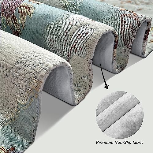 120" Long Table Runner Luxury Retro Embroidery Pattern with Light Blue - color: Blue, size: 13x120"