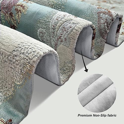 120" Long Table Runner Luxury Retro Embroidery Pattern with Light Blue - color: Blue, size: 13x120"