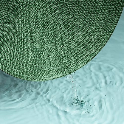 FunWheat Round Braided Placemats Set of 6 Table Mats for Dining Tables Woven Washable Non-Slip Place mats 15 inch (Olive, 6pcs) - color: Olive, size: Set of 6