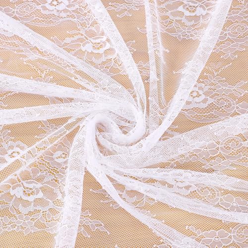 Rustic White Wedding Tablecloths Lace Chic Rectangular Embroidered Fabrics - color: Solid White, size: 120" x 60" (1Pc Rectangular)