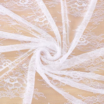 Rustic White Wedding Tablecloths Lace Chic Rectangular Embroidered Fabrics - color: Solid White, size: 120" x 60" (1Pc Rectangular)