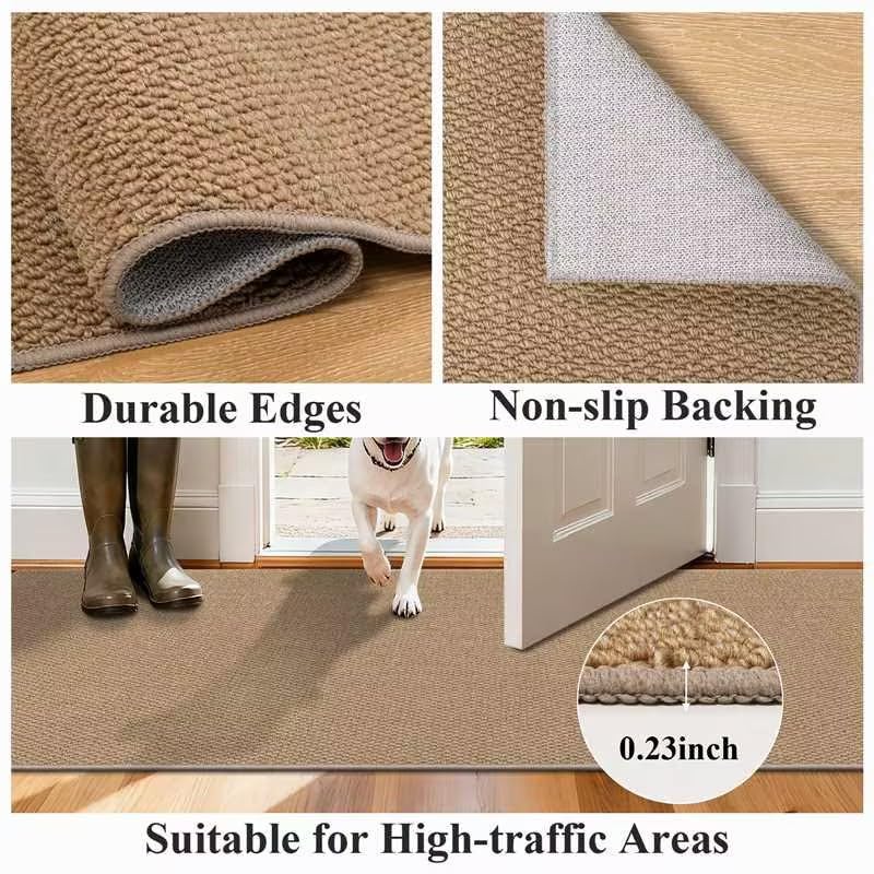 HEBE Washable Runner Rug 2'x8', Non Slip Low-Pile Hallway Rugs Runner - color: Tan, size: 2' x 8' (Rectangular)