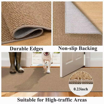 HEBE Washable Runner Rug 2'x10', Non Slip Low-Pile Hallway Rugs Runner - color: Tan, size: 2' x 10' (Rectangular)