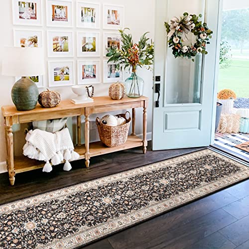 TOPRUUG Washable Runner Rug 2x10 - Hallway Runner Rug Kitchen Rugs and Mats Non Skid Washable Waterproof Carpet Runner for Living Room Bedroom Bathroom (Black, 2X10) - color: Black, size: 2' x 10' (Rectangular)
