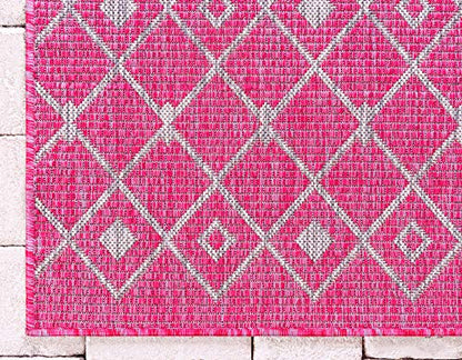 Unique Loom Outdoor Trellis Collection Area Rug - Tribal Trellis (2' x 6' 1" Runner, Fuschia/ Gray) - color: Fuschia/Gray, size: 2' x 6'1" (Runner)