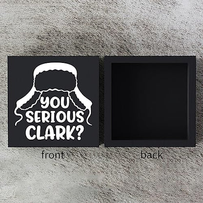 Funny Christmas Wooden Box Sign Plaque You Serious Clark Black Wood Box Sign Rustic Art Home Shelf Desk Decor 5 x 5 x 1 Inches - color: Merry Christmas28