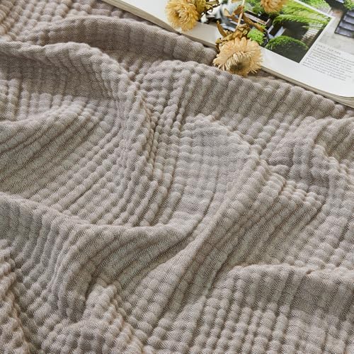 EMME Muslin Cotton Blanket Adults Heather Brown Throw XL 50"x70" - color: 05 - Brown, size: Large Throw (50" X 70")