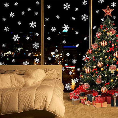 LUDILO 135Pcs Christmas Decorations Window Clings Snowflakes Window Decals - color: White