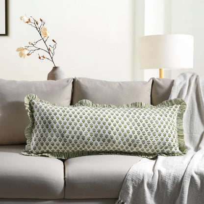 CPC Emerald Green Block Print Ruffle Sham Pillow Cover 20x54 Inch Pack of 1 - color: Emerald Green, size: 54" x 20" (Pack of 1)
