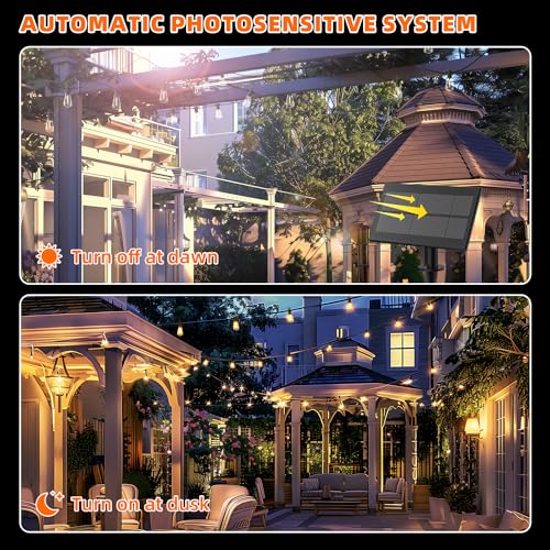 Kawaya ST38 Solar Outdoor String Lights 100FT for Patio Garden Porch Bistro - size: 100FT New
