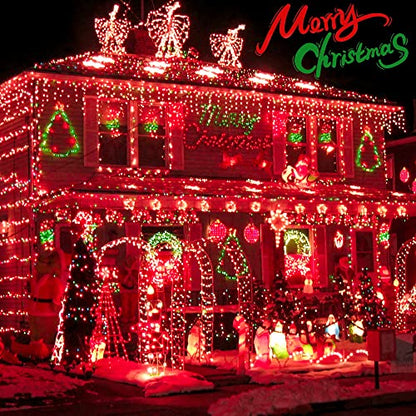 300 LED Red Icicle Lights,33FT Christmas Lights Outdoor - color: Red