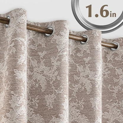 FMFUNCTEX Rust Brown Floral Jacquard Blackout Curtains, 63 Inches, 2 Panels - color: Rust Brown, size: 52"W x 63"L (Pack of 2)