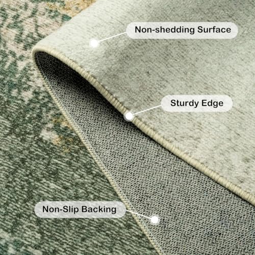Kelarea Washable Entryway Rug 2x3, Non-Slip Low Pile Abstract Green - color: Green, size: 2' x 3' (Rectangular)