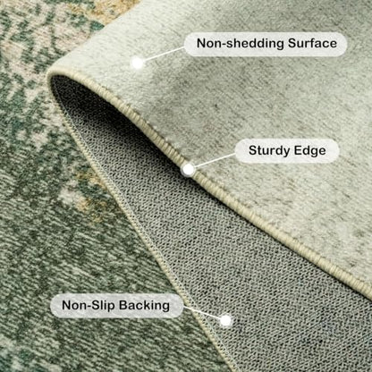 Kelarea Washable Entryway Rug 2x3, Non-Slip Low Pile Abstract Green - color: Green, size: 2' x 3' (Rectangular)