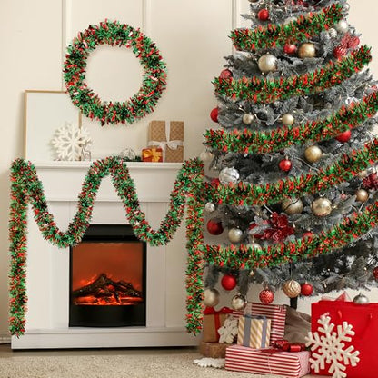 50Ft Red Green Christmas Tinsel Garland Xmas Tree Decorations - color: Red Green