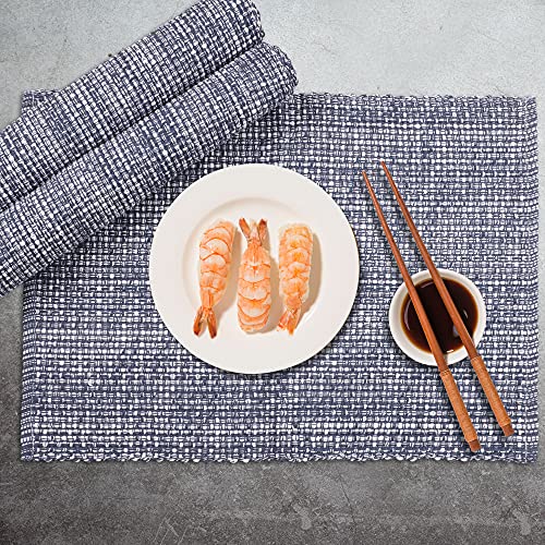 Urban Villa Two Tone Placemat Cotton Tablemat 14x20 (Set of 6) Blue White - color: Blue/White, size: 14" x 20"