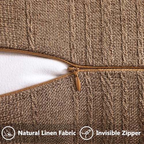 decorUhome Hazel Taupe Textured Linen Throw Pillow Covers 16x16 Set of 2 - color: Hazel Taupe, size: 16" x 16" (Pack of 2)