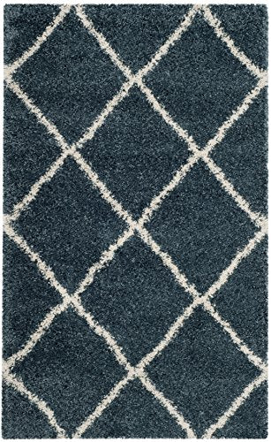 SAFAVIEH Hudson Shag Accent Rug 2x3, Plush Slate Blue & Ivory SGH281L - color: Slate Blue/Ivory, size: 2' x 3' (Rectangular)