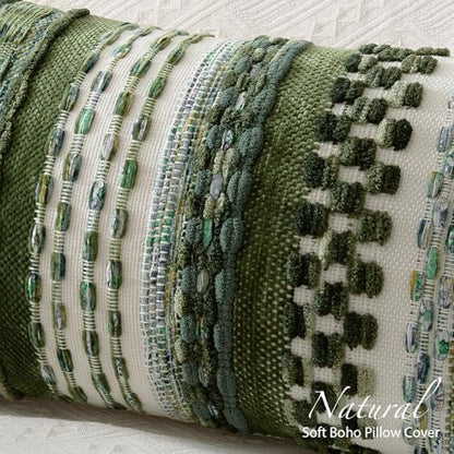 Kevin Textile Boho Tufted 14x36 Inch Lumbar Pillow Cover 1 Pack, Green - color: Green, size: 36" x 14" (Pack of 1)