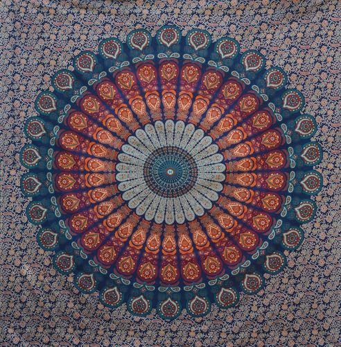 Bless International-Cotton-Blockbuster-Handmade-Mandala-Tapestry - color: Blockbuster, size: 60"L x 54"W