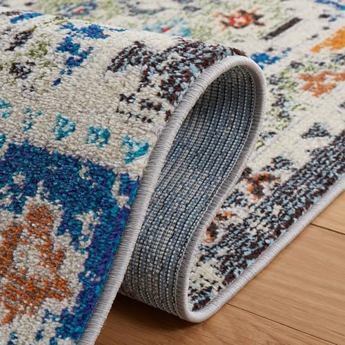 SAFAVIEH Madison Collection Runner Rug - 2' x 8', Navy & Beige, Boho Diamond Distressed Design, Non-Shedding & Easy Care, Ideal for High Traffic Areas in Living Room, Bedroom (MAD418M) - color: Navy/Beige, size: 2' x 8' (Runner)