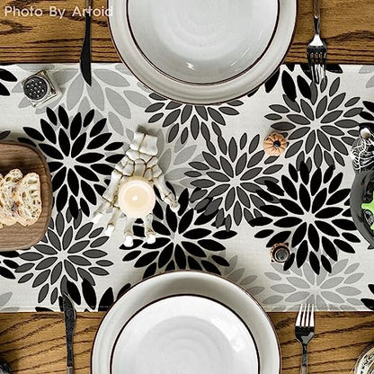 Artoid Mode Black Dahlia Halloween Table Runner 13x36 Inch - color: Black/Grey/Silver, size: 13" x 36", Table Runner