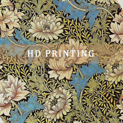 MIDEFINCH William Morris Blue and Cream Floral Linen Canvas Scroll Poster - color: WILLIAM MORRIS A