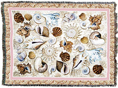 Pure Country Weavers Seashells Blanket by Elena Vladykina - Coastal Ocean Beach Gift Tapestry Throw Woven from Cotton - Made in the USA (72x54) - color: Seashells, size: 72" x 54"
