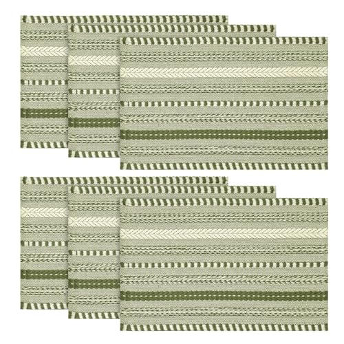 Artoid Mode Army Green Woven Braided Stripe Placemats Set of 6-12x18 Inch - color: Army Green, size: 12" x 18", 6 Pcs