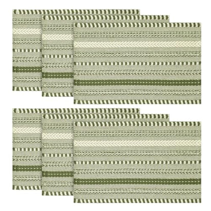 Artoid Mode Army Green Woven Braided Stripe Placemats Set of 6-12x18 Inch - color: Army Green, size: 12" x 18", 6 Pcs
