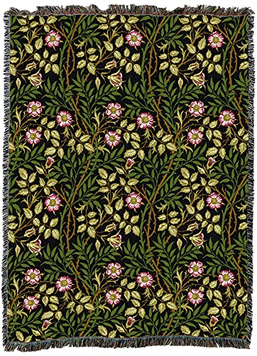 Pure Country Weavers William Morris Sweetbriar Night Blanket - Arts & Crafts - Gift Tapestry Throw Woven from Cotton - Made in the USA (72x54) - color: Night, size: Large