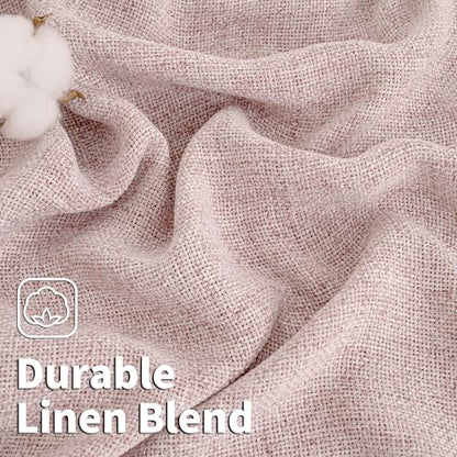 BGment Pink Faux Linen Curtains 63 Inch Length 2 Panels for Bedroom - color: B - Linen Rose Pink, size: 52"W x 63"L (Pack of 2)
