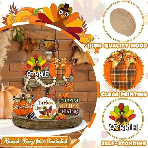 Thanksgiving Tiered Tray Decor, Fall Farmhouse Turkey Tray