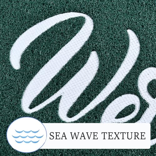 T.HENV Welcome Mat Outdoor, 2' x 3' (Rectangular), Green-White, Waterproof, Quick Drying, Low Profile, Heavy Duty, Non Slip, Fade Resistant - color: Green-white, size: 36" x 24"