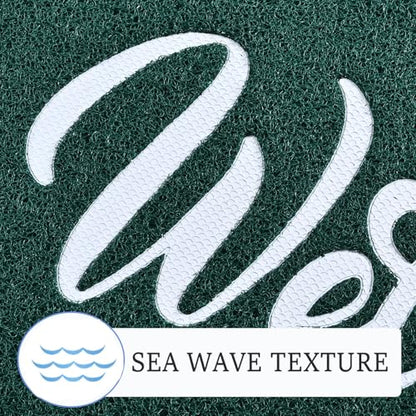 T.HENV Welcome Mat Outdoor, 2' x 3' (Rectangular), Green-White, Waterproof, Quick Drying, Low Profile, Heavy Duty, Non Slip, Fade Resistant - color: Green-white, size: 36" x 24"